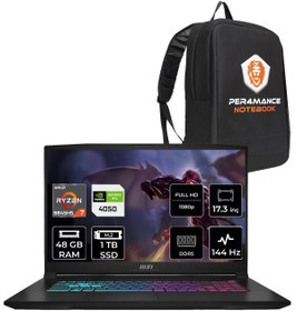 Resim MSI Katana A17 AI R7 8845HS 48GB 1TB SSD RTX4050\u002F6GB 17.3\ FHD 144HZ FDOS B8VE-853XTR & PER4 ÇANTA 