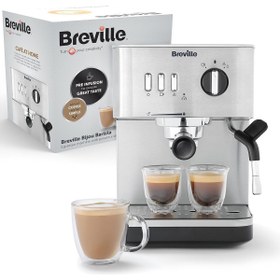 Resim Breville Espresso Makinesi Otomatik ve Manuel, Cappuccino ve Latte Makinesi,15 Bar Pompa, Buhar Çubuğu 