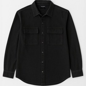 Resim Erkek Cepli Siyah Jean Gömlek Siyah 