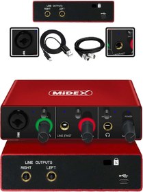 Resim Lastvoice Midex Glx-500 Pro 2 Giriş 2 Çıkış Usb Stüdyo Ses Kartı (XLR KABLO HEDİYE) 