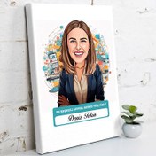 Resim Karikatürlü En İyi Kadın Sosyal Medya Yöneticisi Kanvas Tablo 