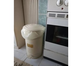 Resim Pedallı Metal Galvaniz Mutfak Banyo Kapaklı Çöp Kovası 16 Lt Krem 