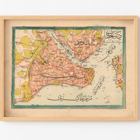 Resim epiqart 1909 İstanbul Haritası - Ahşap Desenli Çerçeve 