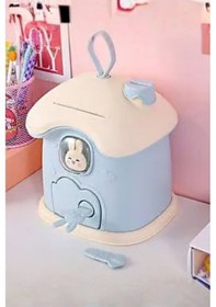 Resim Piev Dekoratif Sevimli Anahtarlı Ev Baca Para Kumbarası Mavi 