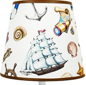 Resim Şenay Aydınlatma Çocuk Odası Masa Lambası Kumaş Abajur Gemici 