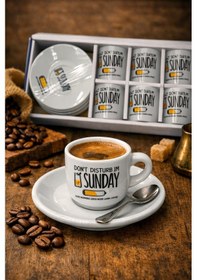 Resim Porselen 6'lı Sunday Kahve Fincanı Takımı Şık Türk Kahvesi Fincan Seti-310 Düz 