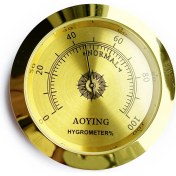 Resim AO Analog Higrometre Nem Ölçer Humidor Puro Kutusu Için Metal Çerçeve Sarı 50MM 