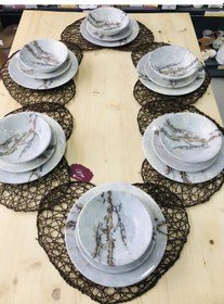 Resim Keramika 18 Parça 6 Kişilik Yemek Takımı Mermer Kera Art 