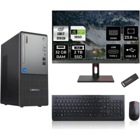 Resim Lenovo Thinkcentre Neo 50T Gen 5 Intel Core I7 13700 32GB 2tb SSD GTX1650/4GB 23.8" Fhd Monitör Fdos Masaüstü Bilgisayar & Per4 USB Bellek 12UB000LTRMNT2319 