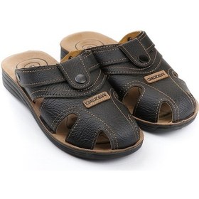 Resim Gezer Yazlık Erkek Çıtçıtlı Ayarlanabilir Terlik-Sandalet (554653081) Siyah 