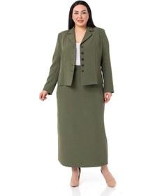 Resim Disentis Büyük Beden Etek Ceket Haki Takım-haki Haki 