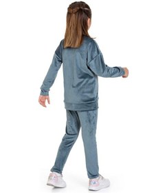 Resim My Kids Wear Kadife Basic Düz Renk Çocuk Takım Füme 