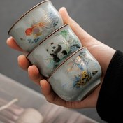 Resim Ru Ware Çay Bardağı Mavi Kireçli Cam Zen Bardağı Desteklenebilir Çay Bardağı Ev Kung Fu Çay Seti Çay Bardağı Küçük Çay Kase Kokusu 