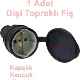 Resim NE-AD Nead 1X16A Kapaklı Kauçuk Seyyar Uzatma Topraklı Dişi Fiş Siyah 