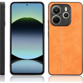 Resim Redmi Note 14 4g 163.25mm Desen Dikiş Arka Kapak Telefon Kılıfı Sarı 