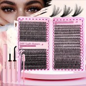 Resim Geliştirilmiş 200/640 Adet Kirpik Uzatma Seti - Kirpik Yapıştırıcısı & Cımbız & Fırça ile, 9-16mm Karışık 30D& 40D& 50D Tekli Kirpikler, Profesyonel Göz Makyaj Aksesuarı 