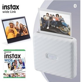Resim Fujifilm Instax Wide Link Yazıcı + 10'lu Film + Pleksi Çerçeve 