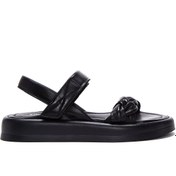 Resim Women's Black Ankle Strap Leather Comfort Sandals Derimod