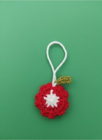 Resim perasse 3 adet Çanta charmı papatya kırmızı amigurumi 