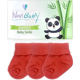 Resim Novibaby 3'lü Bambu Yenidoğan Bebek Çorabı I Orange I 0-6 ay "Karışık Renkli" 