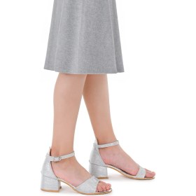 Resim Kiko Kids Elos Günlük Kız Çocuk 4 cm Topuklu Sandalet Ayakkabı Gümüş 