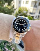 Resim ÇENÇEN Takvimli Gümüş Gold Çelik Kordonlu Siyah Kadranlı Erkek Kol Saat Rolex Model 