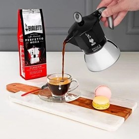 Resim - Indüksiyon Siyah: 6 Cups Ocak Üstü Espresso Pişirici - 280ML - Alt Hazne: Dış Paslanmaz Çelik Iç Alüminyum - Patentli Güvenlik Valfi - Indüksiyon Ocak Türleri Için Uygundur 