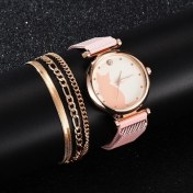 Resim Hanyang 4 Adet Pembe Set-A 4 Adet Set Kadın Saatler Lüks Elbise Manyetik Kedi Desen Pembe Bayanlar Izle Bayanlar Bilezik Izle Relogio Feminino Dropshipping (Yurt Dışından) 