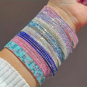 Resim Renkli Taşlı Boho-Şık Gümüş Kaplama Tenis Bileklik Seti - Üst Üste Takılabilir, Günlük Kıyafetler & Sevgililer Günü Hediyesi İçin Mükemmel 