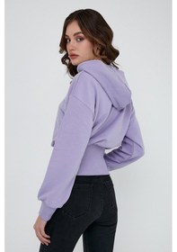 Resim Kadın Karbon Fırçalı 3 İplik Oversize Sweatshirt Lila 