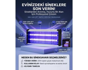 Resim Matechno Büyük Boy Elektrikli Sineklik Sivrisinek Kovucu Yakalama Cihazı Sinek Kovucu Cız Lamba Mor Işık Sineklik 