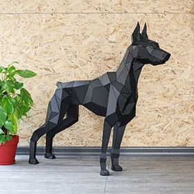 Resim Doberman 3D Metal Heykel 