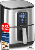 Resim Vena 7 Litre İnox Geniş Hazneli XXL Dokunmatik 8 Ön Ayarlı Airfryer Sıcak Hava Fritözü GM8404 Gold Master