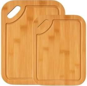 Resim Karokstore 2’li Bambu Kesim Panosu Seti - Dayanıklı Ahşap Kesme Tahtası, Doğal, Şık ve Hijyenik Mutfak Panosu (Oval Bambu) 