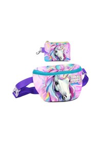 Resim Coral High Kız Çocuk Unicorn Desenli Bel Çantası Ve Bozuk Para Cüzdanı Set Çok Renkli 