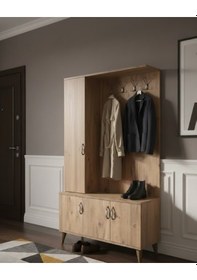 Resim Duo 3 Kapaklı Portmanto Vestiyer Ayakkabılık Dolap Meşe - M2 Meşe 