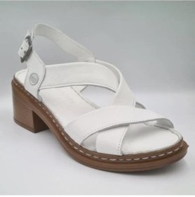 Resim Mammamia D25ys-2560-lx Kadın Hakiki Deri 5 Cm Kalın Topuklu Comfort Sandalet Beyaz Siyah 