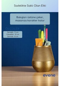 Resim Kalemlik Masa Kalemliği Organizer Kalemlik Altın Renk Model 89 Çok Renkli 