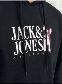 Resim Jack & Jones Kapüşonlu Siyah Erkek Sweatshirt 12244219 001 