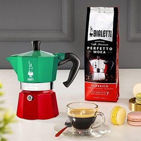 Resim Bialetti - Moka Express Italia: 3 Cups Ocak Üstü Espresso Pişirici - 130ml - Karma Renk - Alüminyum Gövde - Patentli Güvenlik Valfi - Tüm Ocak Türleri İçin Uygundur (İndüksiyon Hariç) 