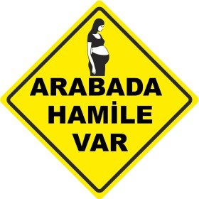 Resim ChicArt Design Studio Arabada Hamile Var Dijital Uv Folyo Yapışkan Baskı Uyarı Etiket Yapıştırma Sticker 16X16 