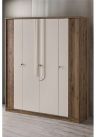 Resim Gardırop, Megan 4 Kapaklı Dolap Ahşap 