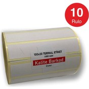 Resim 80X20 Termal Etiket 10 Rulo Barkod Etiketi Kalite Barkod 