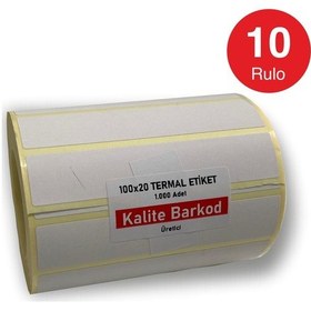 Resim 80X20 Termal Etiket 10 Rulo Barkod Etiketi Kalite Barkod 