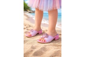 Resim Kiko Kids Coral Deniz Kızı Topuklu Kız Çocuk Simli Abiye Terlik Pembe 