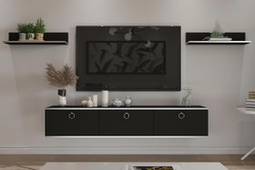 Resim MOBİLYA GEZEGENİ MİLA TV ÜNİTESİ - SİYAH\u002FGÜMÜŞ - 150 CM 