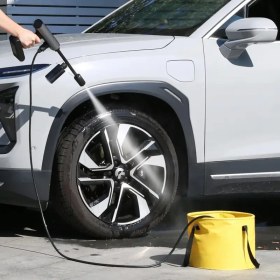 Resim Araba Yıkama Seti, Araba Temizleme Seti, Araba Detaylandırma Seti, 20L Katlanabilir Dış Mekan Kovası, Dalgalı Çift Taraflı Sünger, 2 Adet Yüksek Yoğunluklu Bez, Yüksek Kapasiteli, Küçük ve Orta Boy Araçlar İçin Uygun 