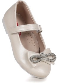 Resim Kiko Kids Bowtie Papyon Taşlı Cırtlı Kız Çocuk Babet Ayakkabı 