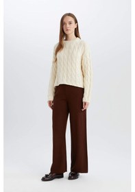Resim DeFacto Relax Fit Triko Pantolon Geniş Bol Paça Basic Düz Esnek Belli E2940AX24WNBN320 