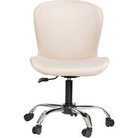 Resim Markaelz Krom Metal Ayaklı Ofis Çalışma Sandalyesi Açelya Bej 
